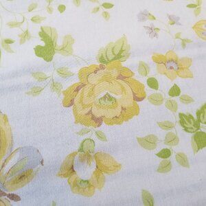 Vintage 70s Cannon Monticello Full Flat Sheet Butterflies Yellow Floral